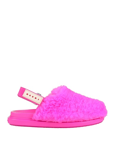MARNI Mules and clogs Fuchsia Shearling, Leather