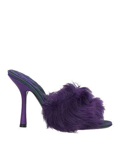 BURBERRY Sandals Dark purple 100% Lamb Shearling, Calfskin