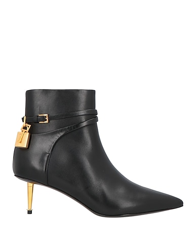 TOM FORD Ankle boot Black Calfskin, Zamak, Brass