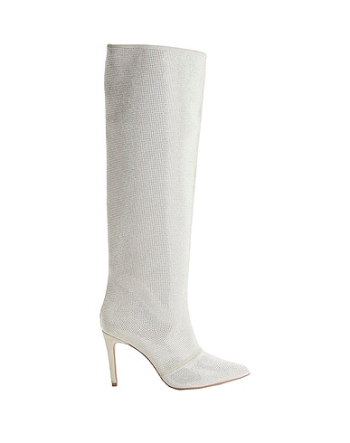 8 by YOOX Boots LEATHER HIGH BOOTS METALLIC DETAILS
 Light grey Calfskin