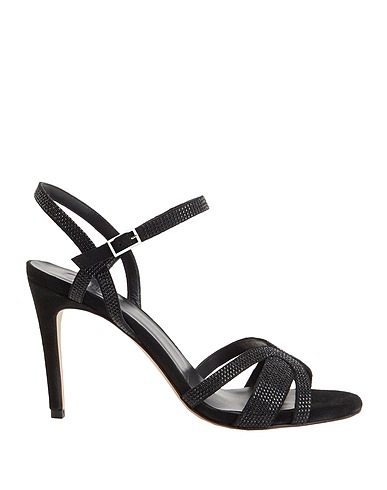 8 by YOOX Sandali LEATHER HIGH SANDAL STUDS DETAIL
 Nero Pelle ovina