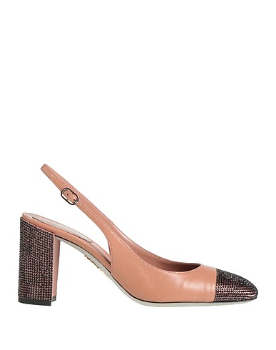 RENE' CAOVILLA Court Antique rose Leather, Textile fibres