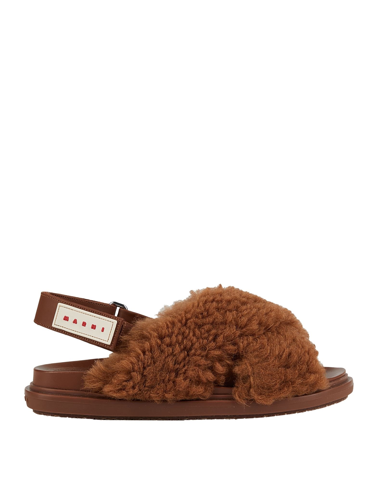 MARNI SANDALS RAW SIENNA【関税・送料込】 Brown Leather Fussbett Raffia-Effect Sandals by Marni on Sale