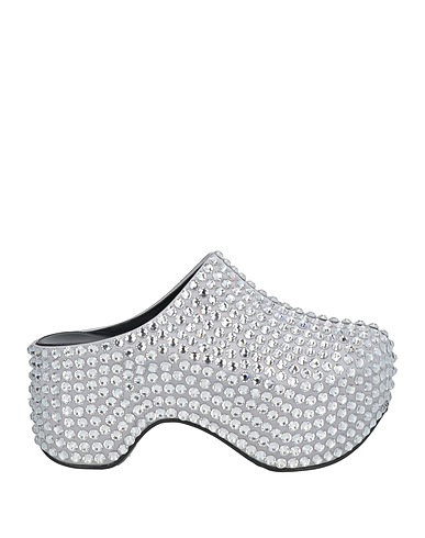 AREA x SERGIO ROSSI Mules and clogs Silver Textile fibres