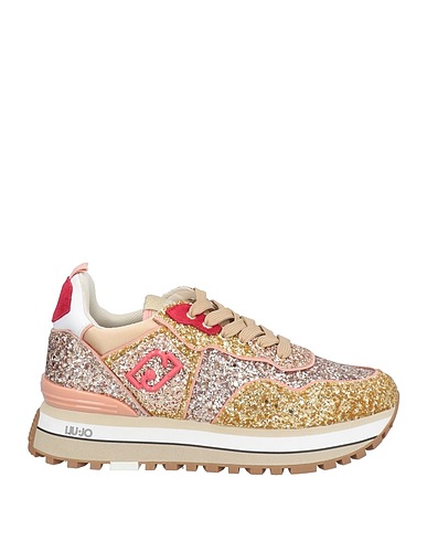LIU •JO Sneakers Gold Leather, Textile fibers