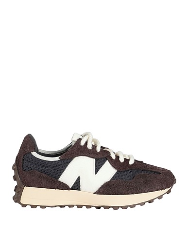 NEW BALANCE Sneakers 327 Dark brown Leather, Textile fibers
