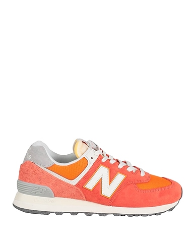 NEW BALANCE Sneakers 574 Orange Leather, Textile fibres