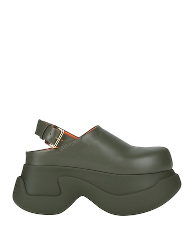 MARNI Mules and clogs Military green Leather