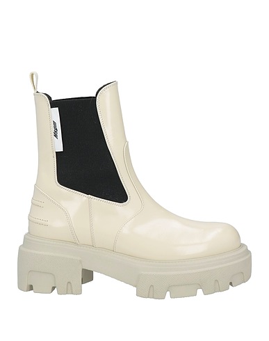 MSGM Ankle boot Light grey Leather, Elastic fibres