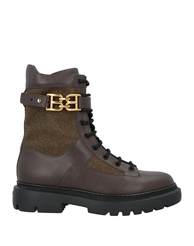 BALLY Ankle boot Dark brown Calfskin, Textile fibers