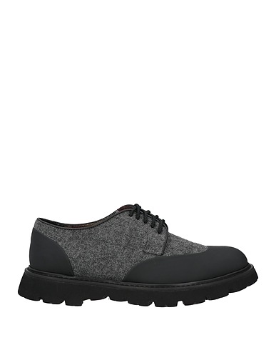 DOUCAL'S Laced shoes Black Leather, Textile fibers