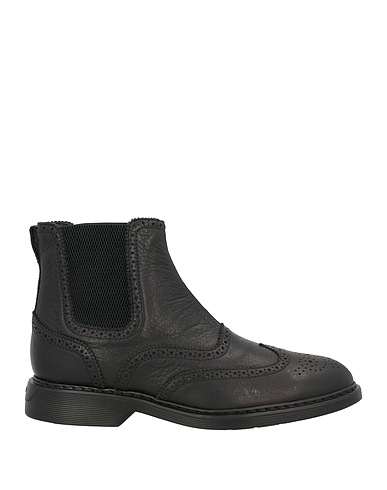 HOGAN Ankle boot Black Leather, Textile fibres