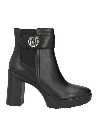 LIU •JO Ankle boot Black Leather, Textile fibres