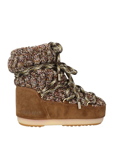 MOON BOOT Ankle boot Khaki Leather, Textile fibres