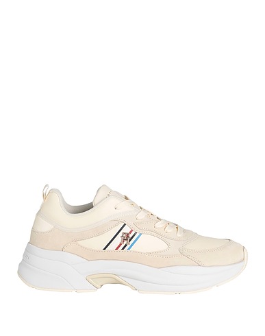 TOMMY HILFIGER Sneakers Cream Leather, Textile fibres