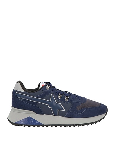 W6YZ Sneakers Navy blue Leather, Textile fibres