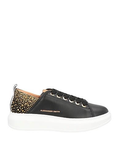 ALEXANDER SMITH Sneakers Black Leather, Textile fibres