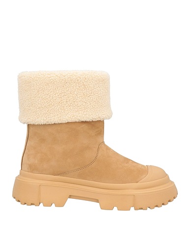HOGAN Ankle boot Sand Leather, Textile fibers