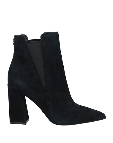 GUESS Ankle boot Black Leather, Textile fibres