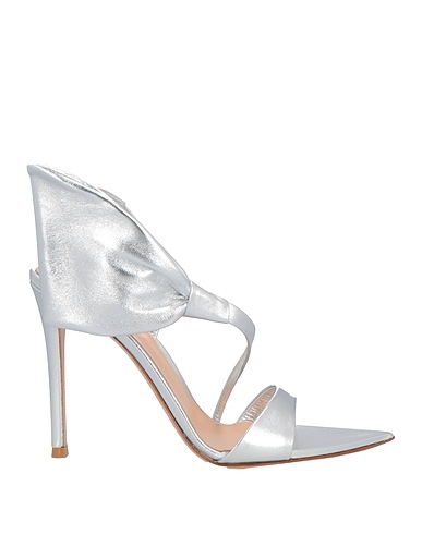 GIANVITO ROSSI Sandals Silver Textile fibres