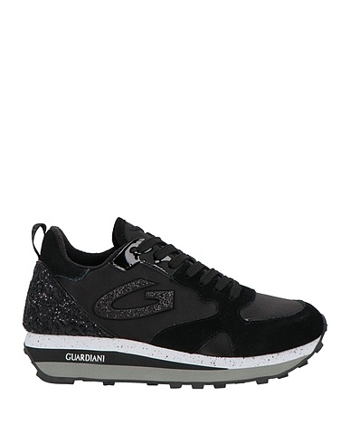 ALBERTO GUARDIANI Sneakers Black Leather, Textile fibres