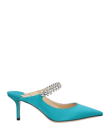 JIMMY CHOO Mules and clogs Turquoise Textile fibres