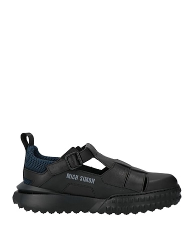 MICH SIMON Sandals Black Calfskin, Textile fibres