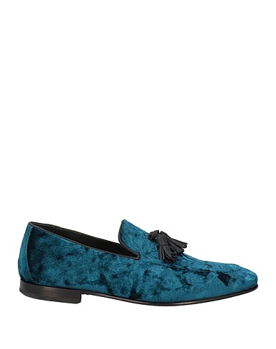 MICH SIMON Loafers Turquoise Leather, Textile fibers