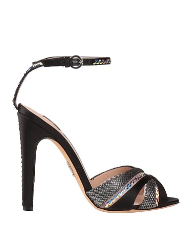 RODO Sandals Black Leather, Textile fibres