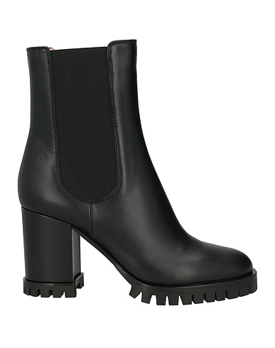 GIANVITO ROSSI Ankle boot Black Calfskin, Textile fibers