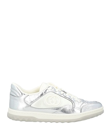 GUCCI Sneakers Silver Leather, Textile fibres