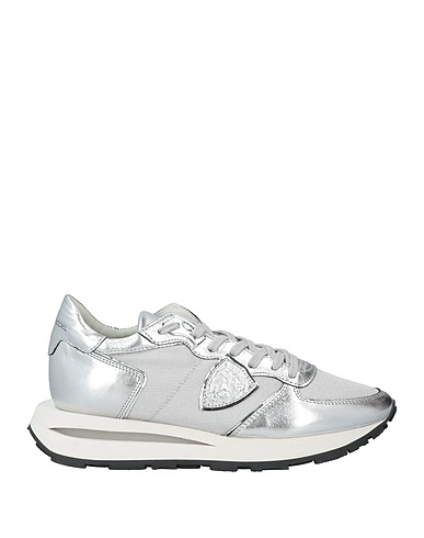 PHILIPPE MODEL Sneakers Silver Leather, Textile fibers