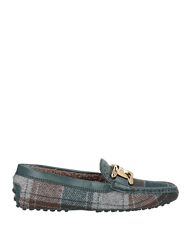 TOD'S Loafers Dark green Textile fibres, Leather