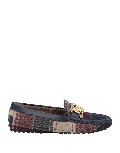 TOD'S Loafers Burgundy Textile fibers, Leather