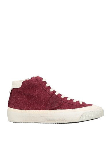 PHILIPPE MODEL Sneakers Burgundy Leather, Textile fibres