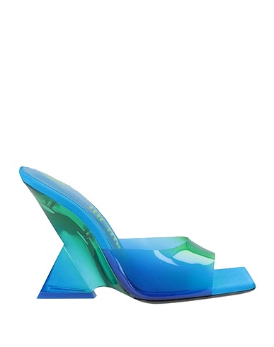 THE ATTICO Sandals Blue Leather, Textile fibers