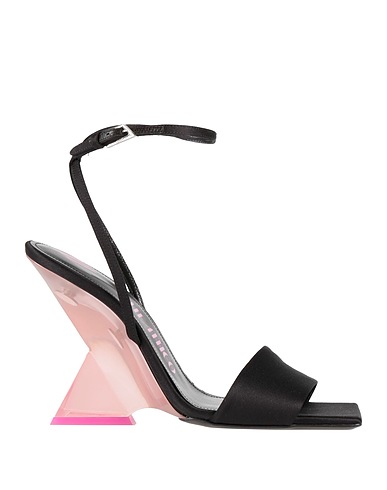 THE ATTICO Sandals Black Textile fibers, Leather