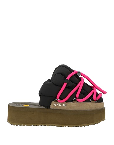 AHDIID Mule e zoccoli Nero Fibre tessili, Pelle