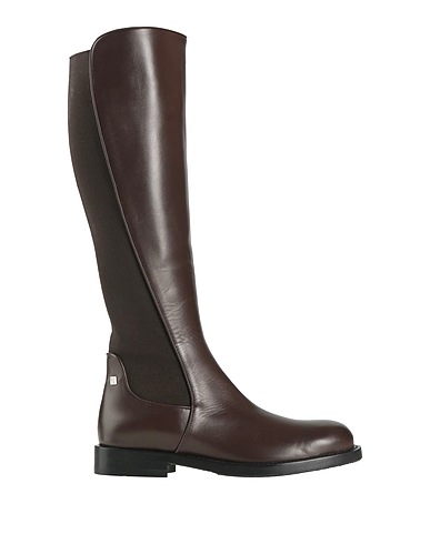 BALLIN Boots Chocolate brown Leather, Elastic fibres