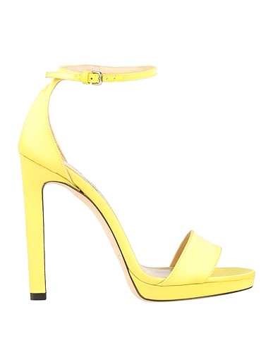 JIMMY CHOO Sandals Lime green Textile fibers, Leather