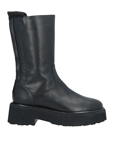 ALDO CASTAGNA Ankle boot Black Leather, Textile fibres