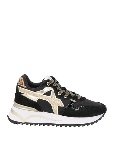 W6YZ Sneakers Black Leather, Textile fibres