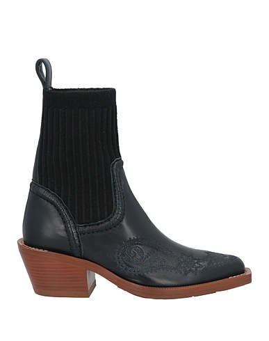 CHLOÉ Ankle boot Black Leather, Textile fibres