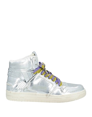 PHILIPPE MODEL Sneakers Silver Leather, Textile fibers