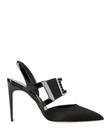 MANOLO BLAHNIK Pumps Schwarz Leder, Gewebefasern