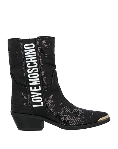 LOVE MOSCHINO Ankle boot Black Calfskin, Textile fibres