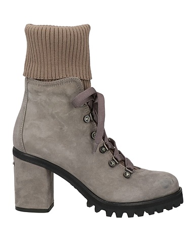 LE SILLA Ankle boot Grey Leather, Textile fibres