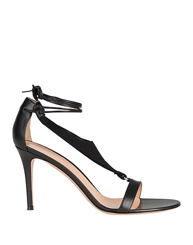 GIANVITO ROSSI Sandals Black Calfskin, Textile fibers