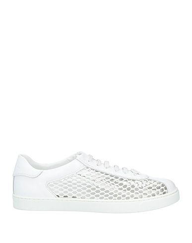 GIANVITO ROSSI Sneakers White Calfskin, Textile fibers