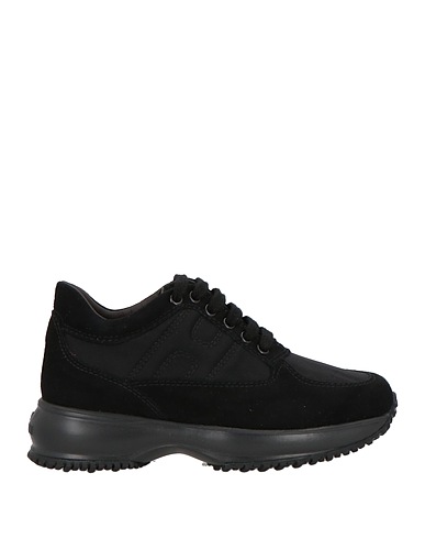 HOGAN Sneakers Black Leather, Textile fibers
